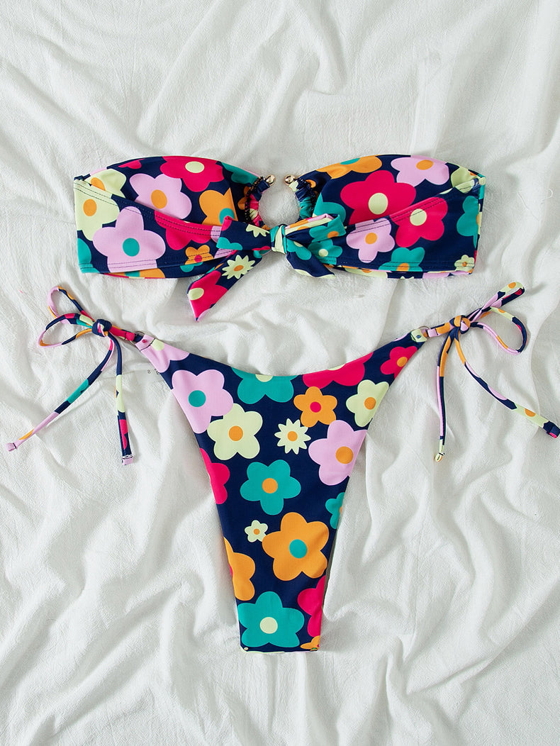 Swimsuit Women Summer Tube Top Sexy Bikini Fresh Printed Bikini Swimsuit Bella Mia